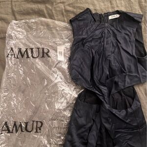 AMUR Midnight Blue Gown with midrif cutouts (twisted in the middle)